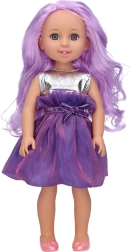 Purple doll 35 cm with hairbrush