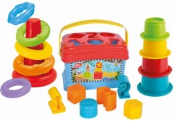 3-in-1 Speelset - inlegpuzzel, piramide en bekertjes