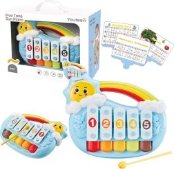 Baby musical piano Sunshine, five tones – blue