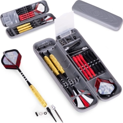 Set of 3 steel-tip darts for sisal boards 17 g with brass barrels and case