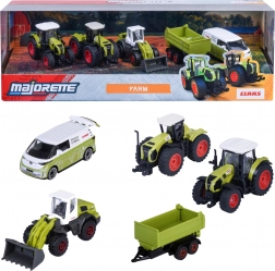 Majorette Claas Farm set van 5 voertuigen – tractoren, aanhanger en Volkswagen