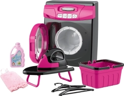 Interactieve set huishoudelijke apparaten kinderwasmachine met licht en geluid roze-zwart