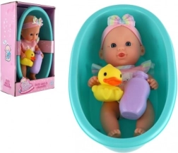 Baby doll in a little bathtub with accessories 26 cm