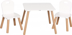 Kinderhouten tafeltje met stoelen Athena – wit