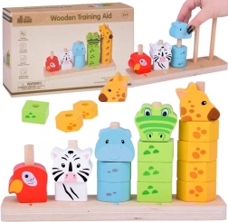 Houten stapelspel met dieren voor het leren van kleuren en cijfers