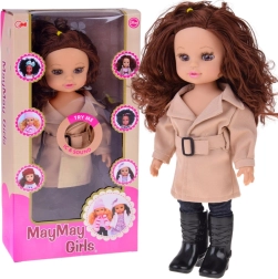 Stylish Doll Kalinka in a Beige Coat 36 cm with Sound