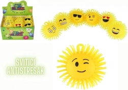Stress-relief silicone smiley ball, 8 cm, with light