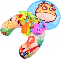 Coussin de stabilisation pour bébés avec hochets et tapis bruissant – girafe