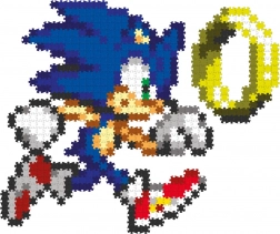 Jixelz Remix puzzle pixel art en plastique Sonic et anneau doré