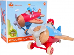 Houten blauw vliegtuig met licht en geluid