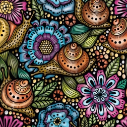 Quadratisches Puzzle Q Life: Schnecken auf Blumen, 72 Teile