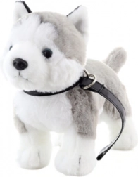 plush husky with leash 25 cm eco-friendly