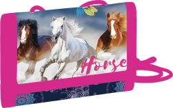 Kinderportemonnee van textiel met paardenmotief en klittenbandsluiting