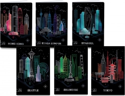 Školní sešit A4 Premium Metallic met stadsdesign