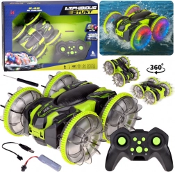 Amphibisches Stunt-RC-Auto 2-in-1 mit LED-Rädern und 360°-Tricks