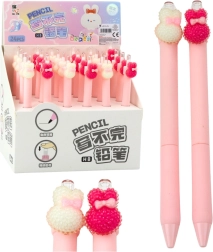 Automatic pencil with decorative bunny pink 15cm
