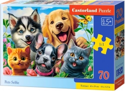 Puzzle 70 Pieces Dog and Cat Selfie