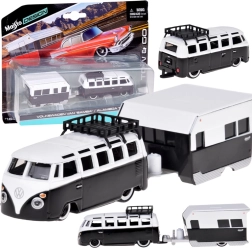Maisto metalen model VOLKSWAGEN Van Samba met caravan 1:64