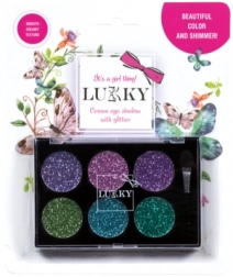 Lukky Creamy Eyeshadows with Glitter and Brush, 6 Colors