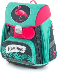 Premium school satchel with flamingo motif