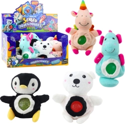 Pluche knijpknuffel met sensorische balletjes in het buikje 20 cm – dierenmix