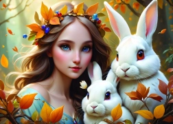 Girl with Bunnies Puzzle 500 pieces