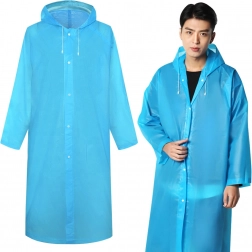 Unisex hooded EVA rain poncho, blue