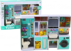 Kinder-Badezimmer-Set 4-in-1 – Dusche, Toilette, Waschmaschine und Zubehör