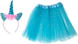 Carnival unicorn costume – kids’ set with headband and tulle skirt – Blue