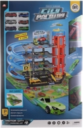 Grande garage en plastique avec tapis et petites voitures