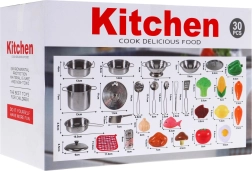 Children's Kitchen Set with Stainless Steel Pots and Accessories, 30 pcs