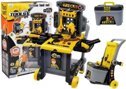 Kinder-Werkbank 3-in-1 mit Wagen und Werkzeugkoffer