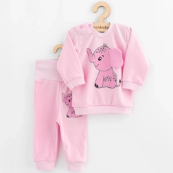 Babyset T-shirt en broekjes New Baby Happy Elephant roze 56 (0–3 m)