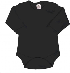 Baby cotton bodysuit with long sleeves – black