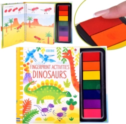 Creatief vingerstempelboek dinosaurussen, 64 pagina’s, 7 kleuren