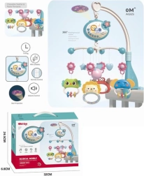 Blue crib mobile with animal figures