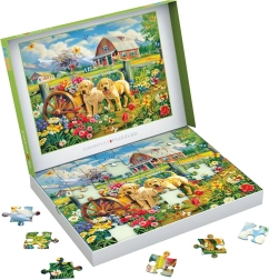 Puzzel EUROGRAPHICS Connecting Pieces puppy’s in de lente 48 stukjes