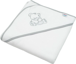 NEW BABY children's terry hooded towel with embroidery 80 × 80 cm white bear
