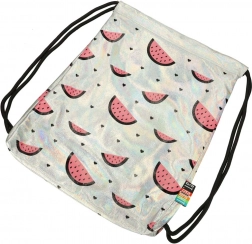Drawstring backpack with holographic effect and watermelon motif