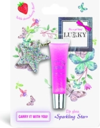 Lukky brillant à lèvres scintillant saveur fraise avec pendentif