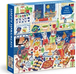 Square Puzzle Happy Hanukcats 500 Pieces