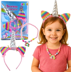 Kinder-Set Dream Unicorn – Haarreif mit Horn und bunte Halskette