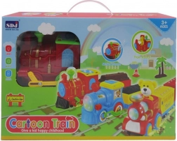 Locomotive interactive pour enfants 3+ avec lumières, sons et éléments mobiles, 2 wagons et accessoires