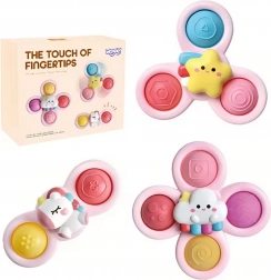 WOOPIE kinderkosmische spinner pop-it sensorisch speelgoed roze, set van 3 stuks