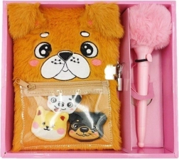 Plush diary with dog TOYS INN with lock and pen