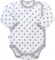 Baby full-opening bodysuit NEW BABY Classic II grey with stars