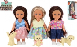 Pop met huisdiertje 12 cm in doos, 3 soorten