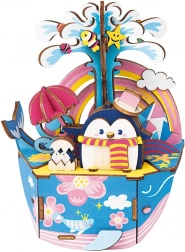 Puzzle 3D en bois Boîte à musique Pingouin dans l'océan