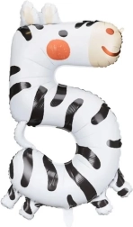 Foliebalon cijfer 5 – zebra 42 × 81 cm