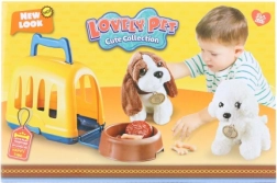 Pluchen hondje met draagkooi en accessoires